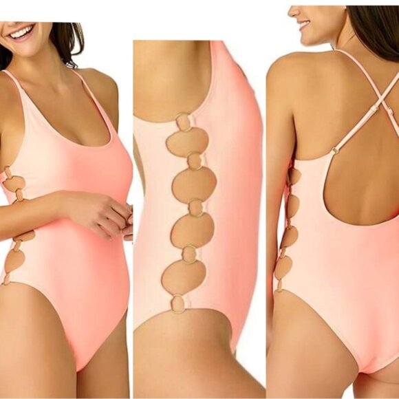 California Sunshine | Pink Cutout One-Piece Swimsuit | Size Medium - Picture 2 of 12